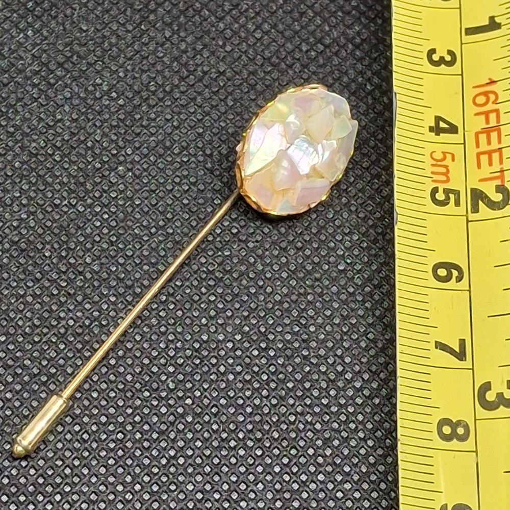 Vintage Gold-tone and Iridescent Shell Brooch Pin